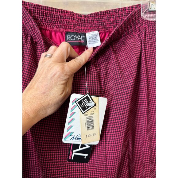 Vintage Royal Womens Pants 18W‎ Red Black Houndstooth Elastic Waist - Picture 2 of 3